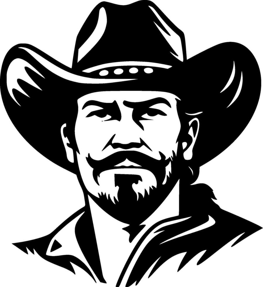 Cowboy, Black and White Vector illustration