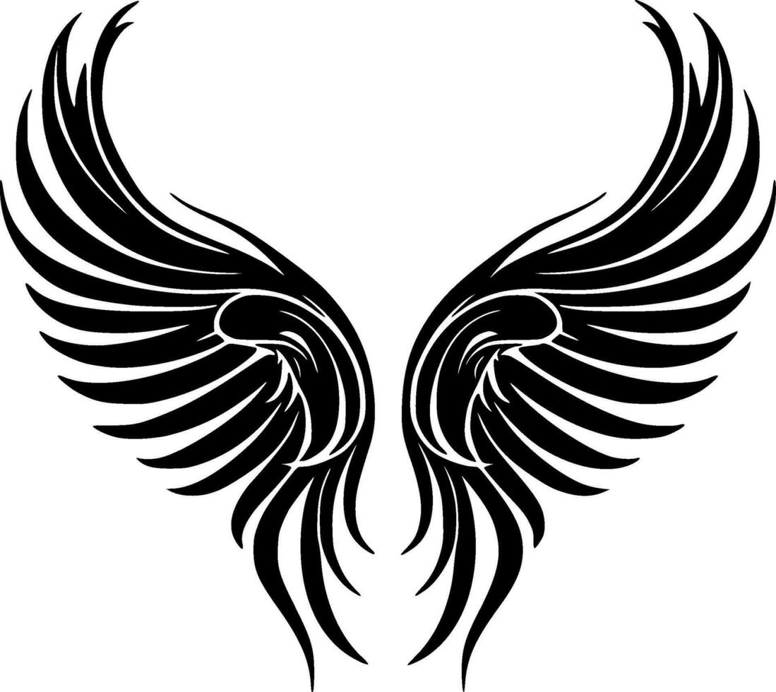 Angel Wings, Black and White Vector illustration