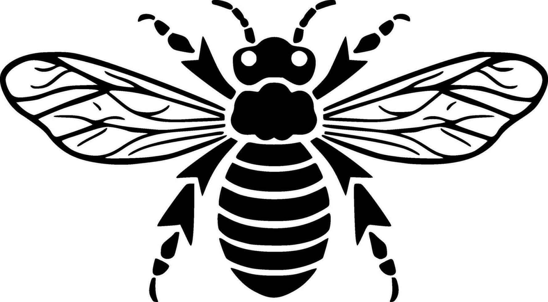 Bee, Black and White Vector illustration