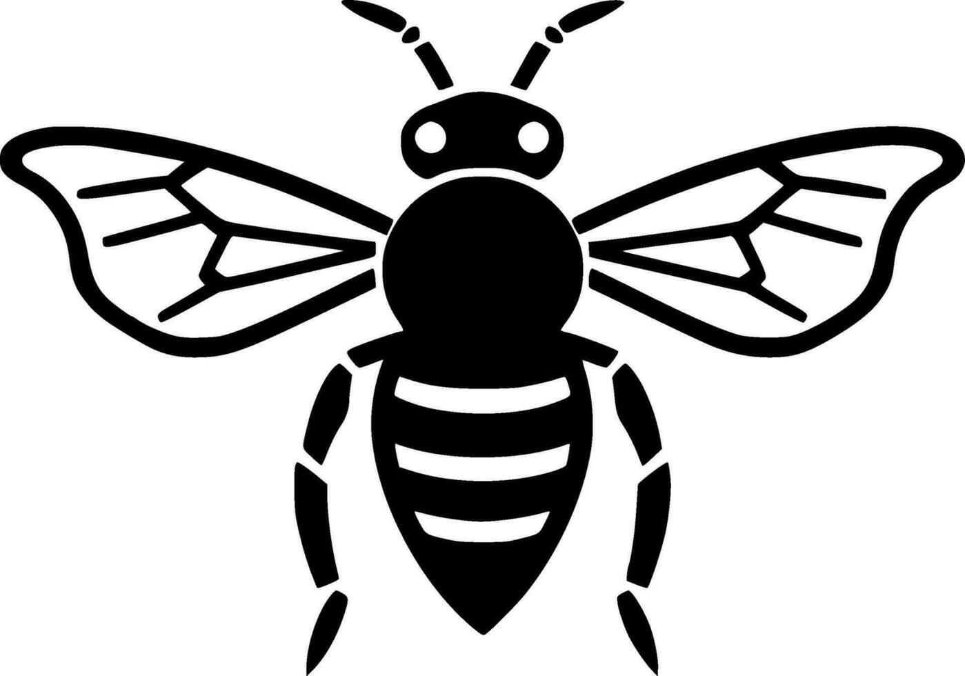 Bee, Black and White Vector illustration