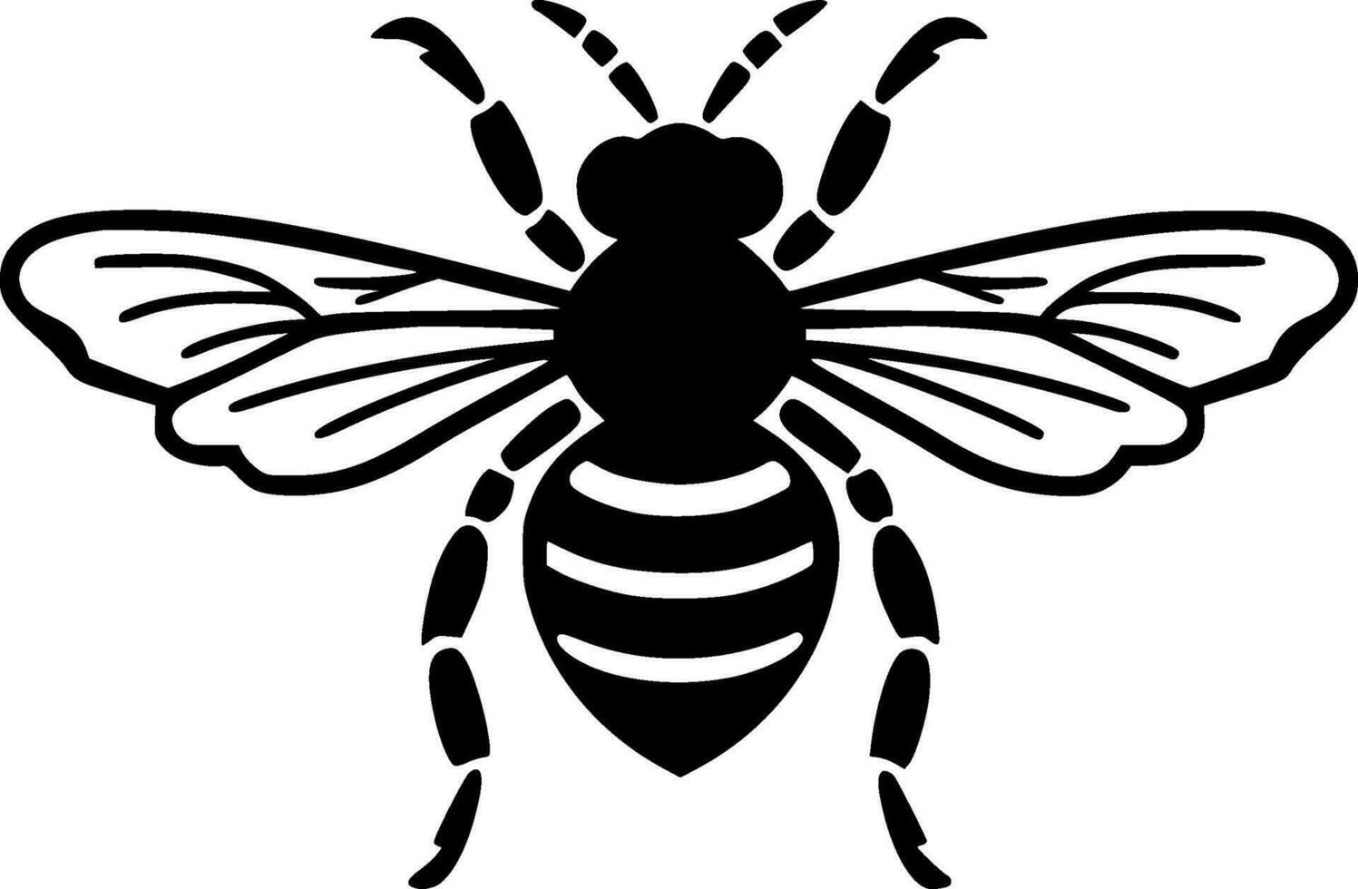 Bee, Black and White Vector illustration