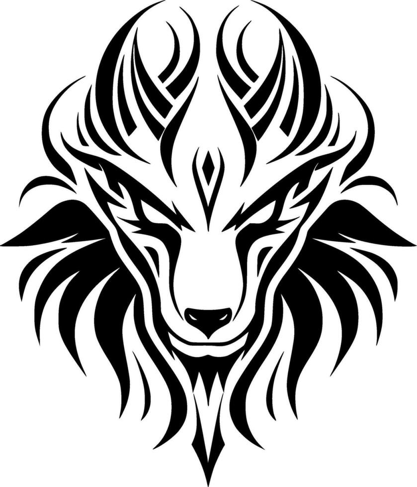 Wolf, Black and White Vector illustration