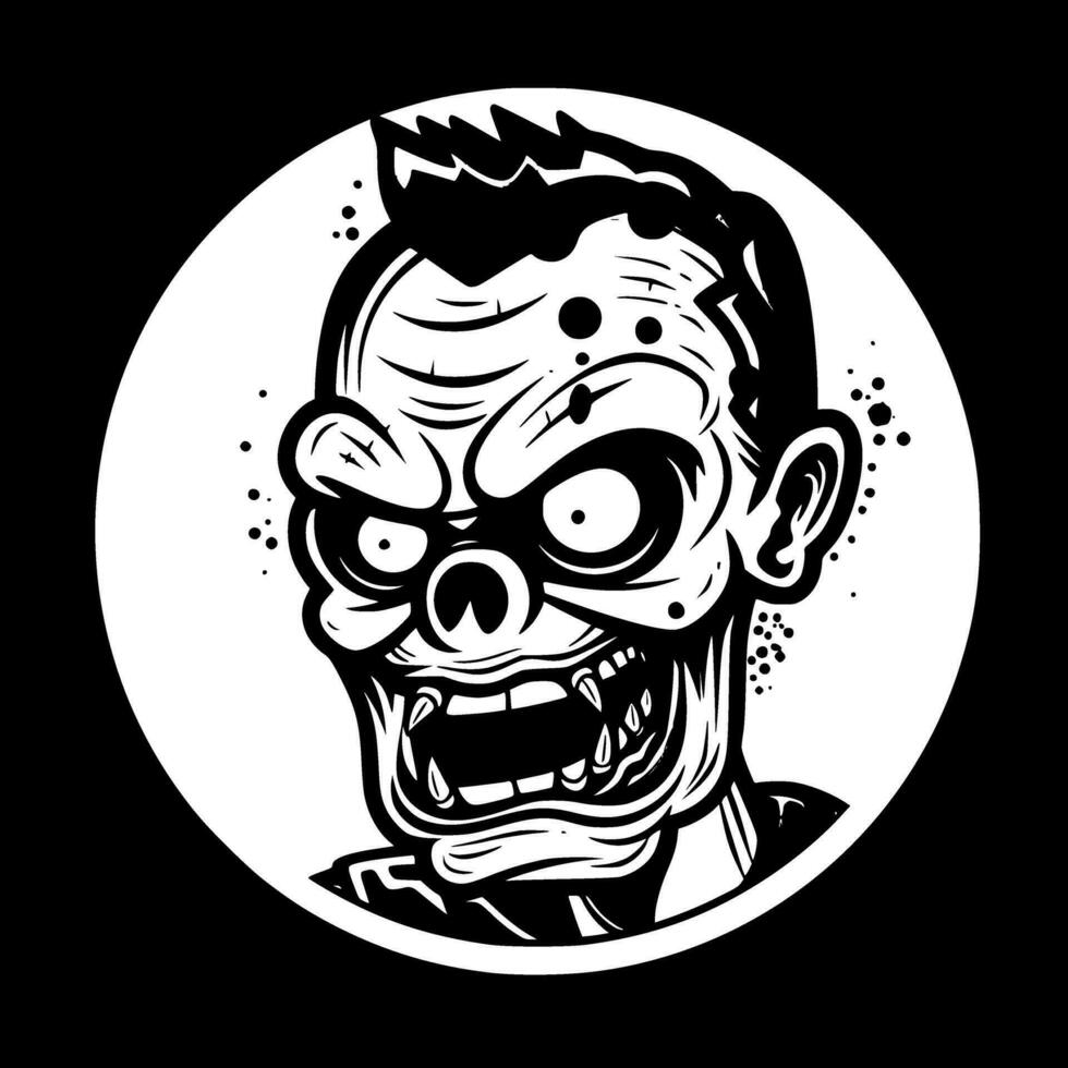 Zombie, Black and White Vector illustration