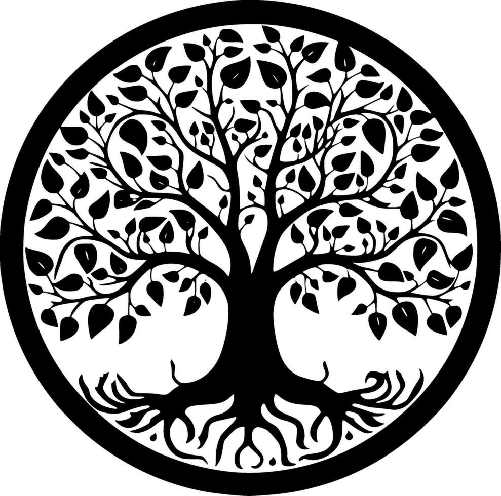 árbol, negro y blanco vector ilustración