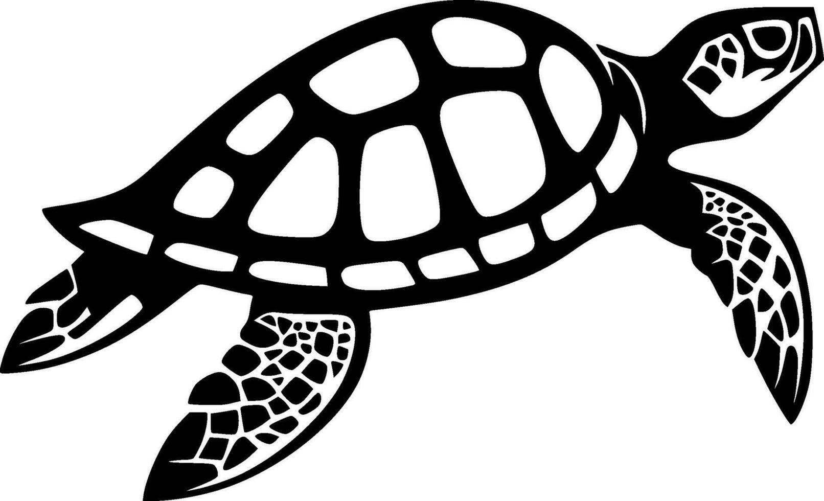 Turtle, Black and White Vector illustration