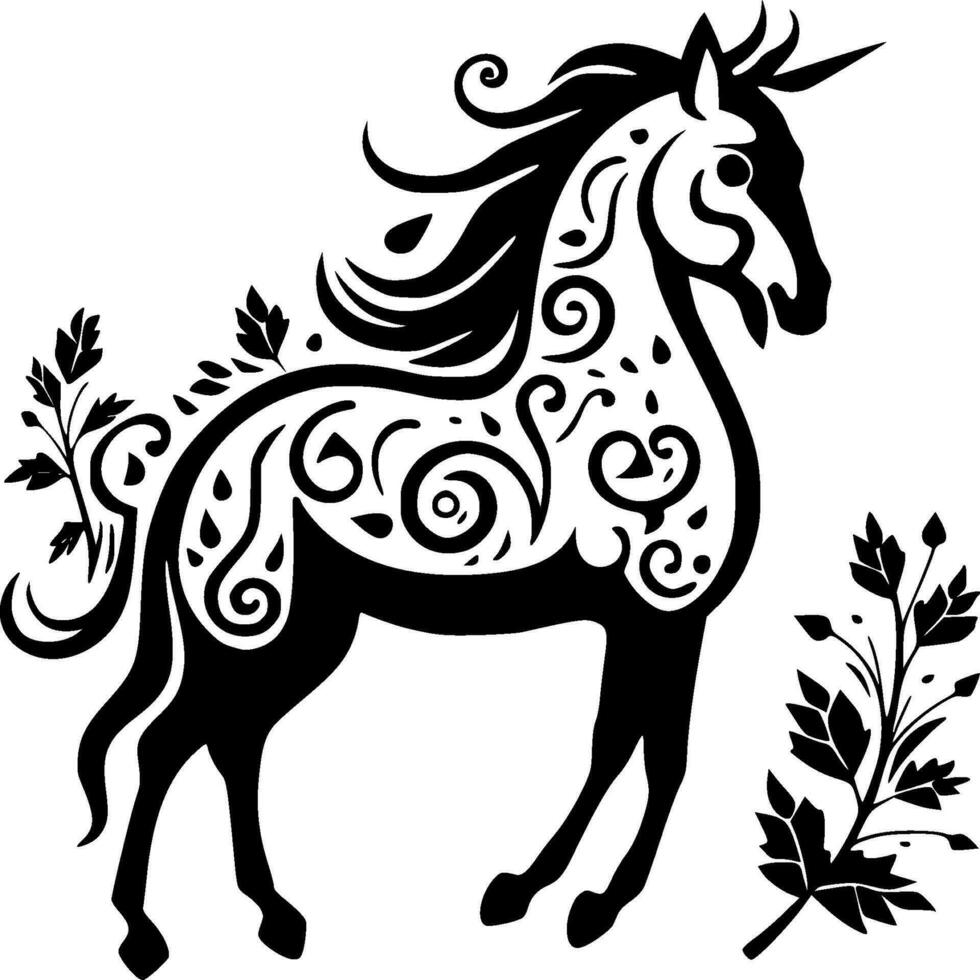 unicornio - negro y blanco aislado icono - vector ilustración