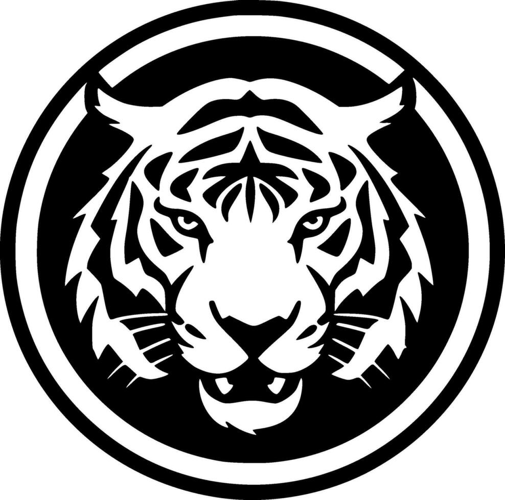 Tiger - Black and White Isolated Icon - Vector illustration