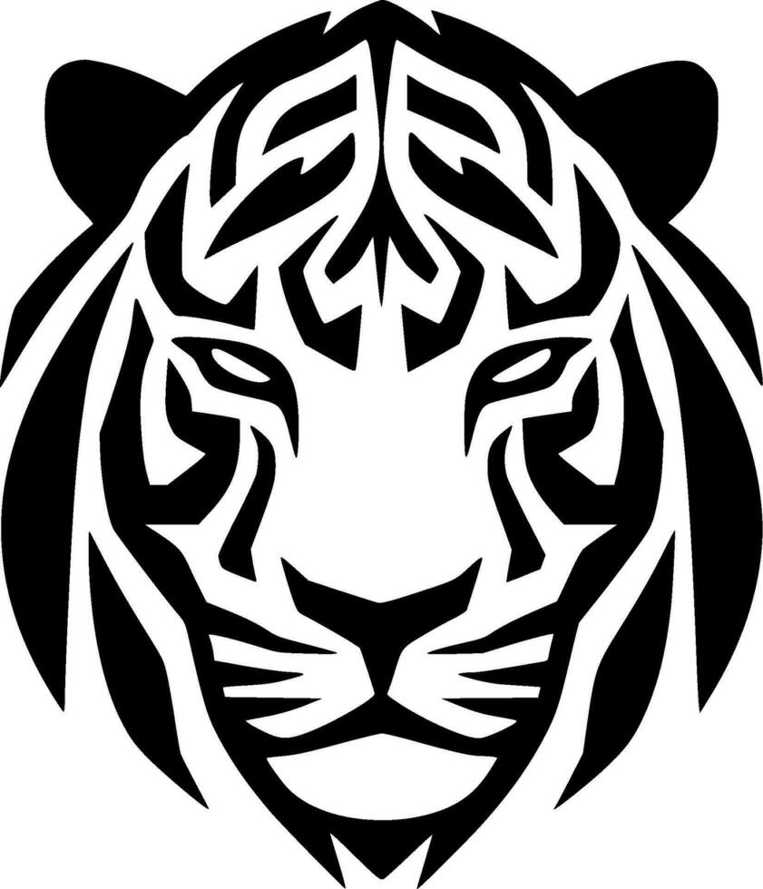 Tiger - Black and White Isolated Icon - Vector illustration