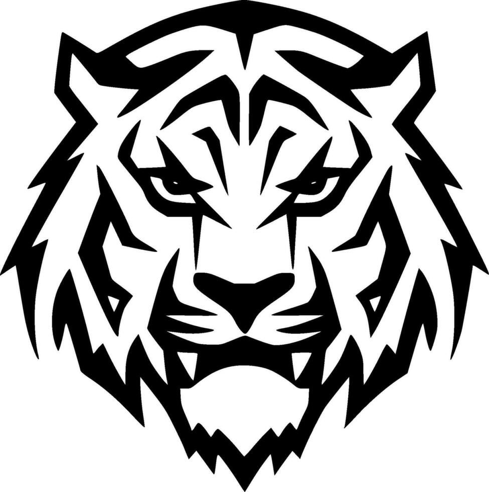 Tiger - Black and White Isolated Icon - Vector illustration