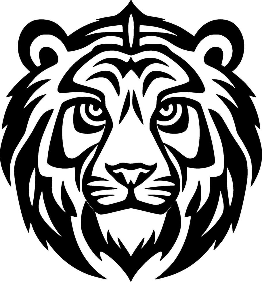 Tiger - Black and White Isolated Icon - Vector illustration