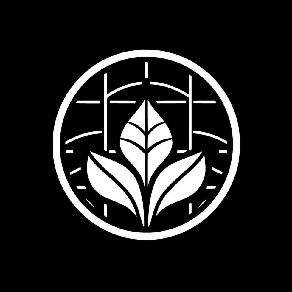 Stained Glass - Black and White Isolated Icon - Vector illustration