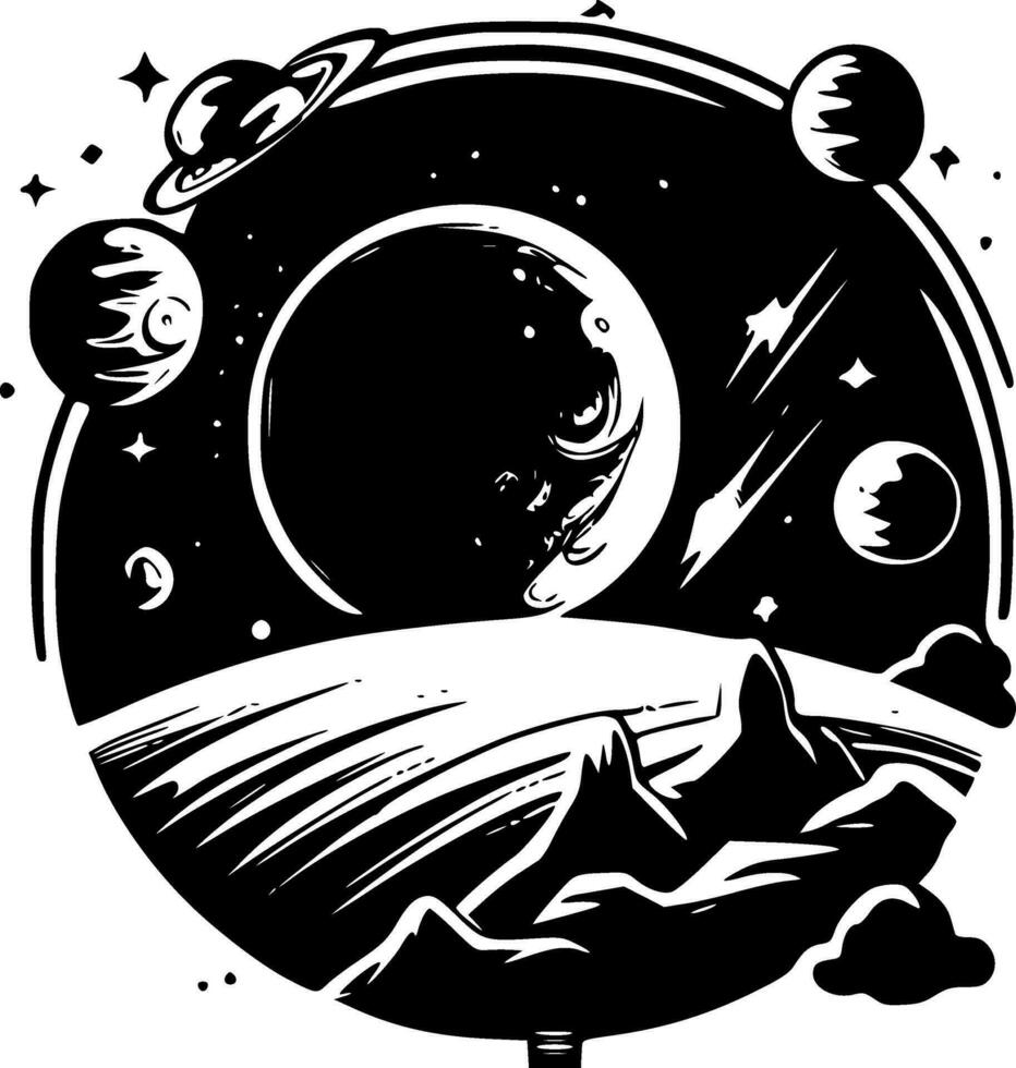 Space - Black and White Isolated Icon - Vector illustration