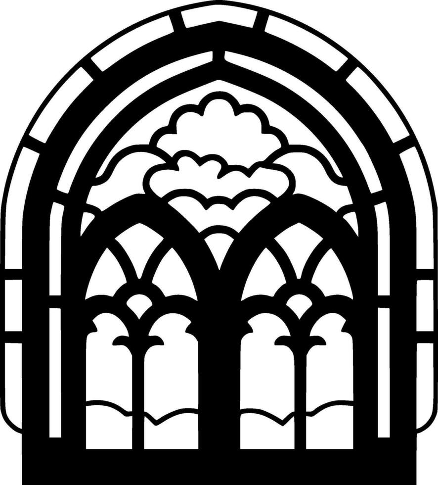 Stained Glass - Black and White Isolated Icon - Vector illustration