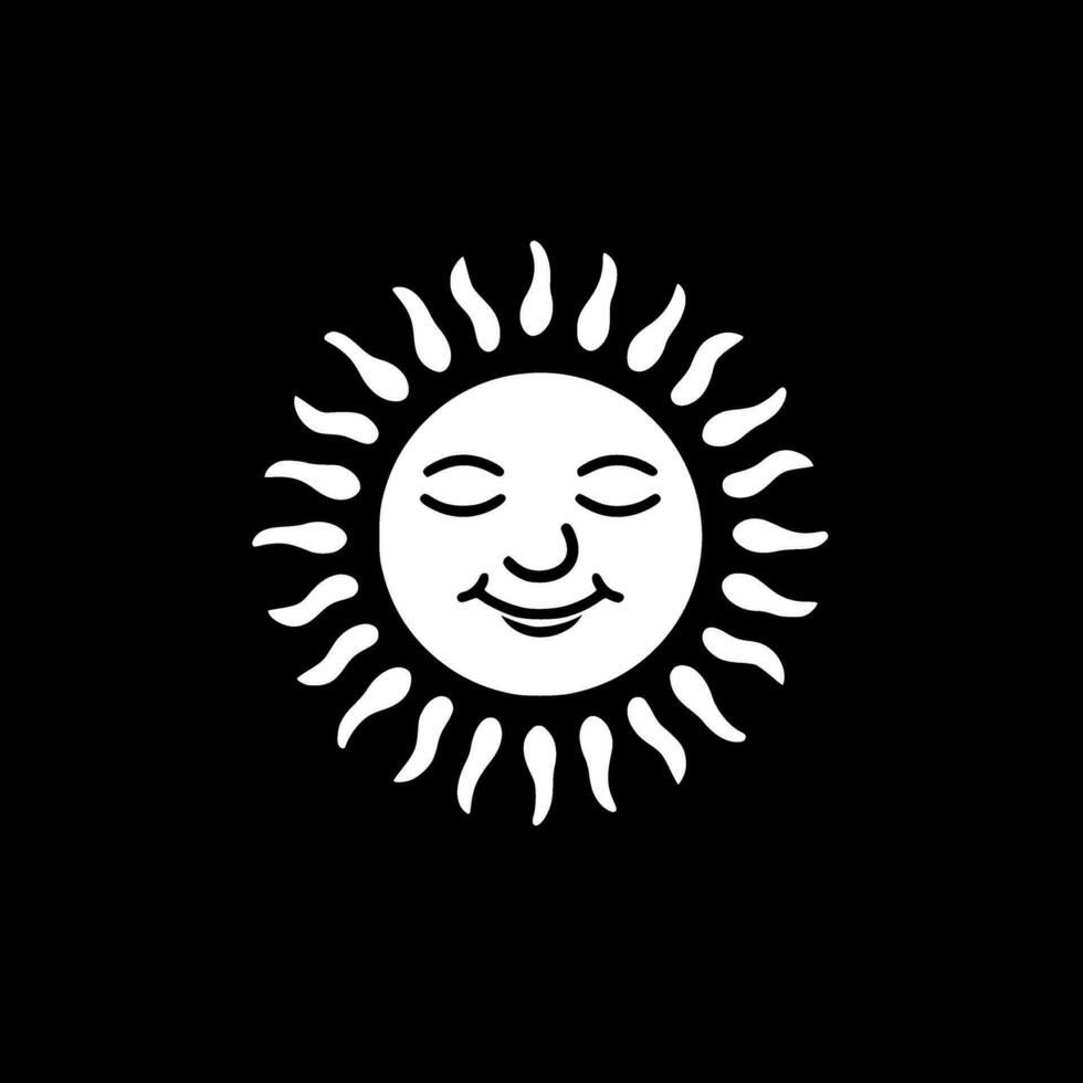 Sun, Black and White Vector illustration