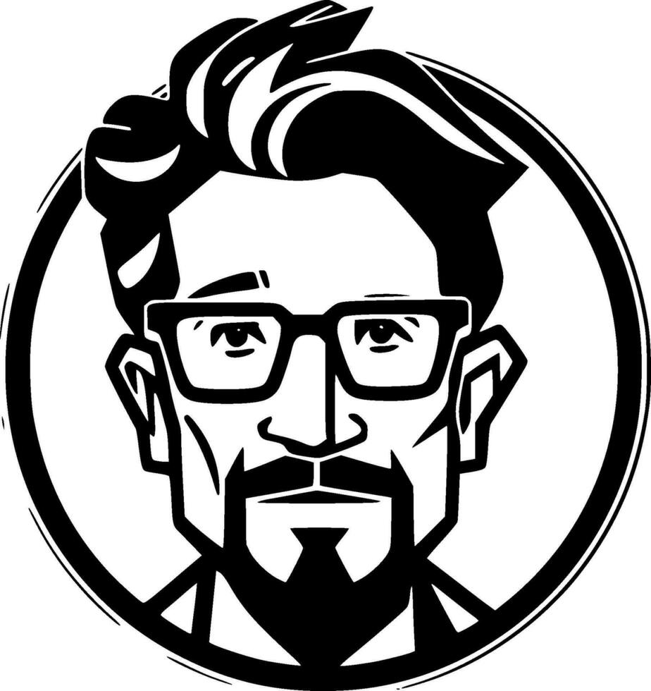Teacher, Black and White Vector illustration