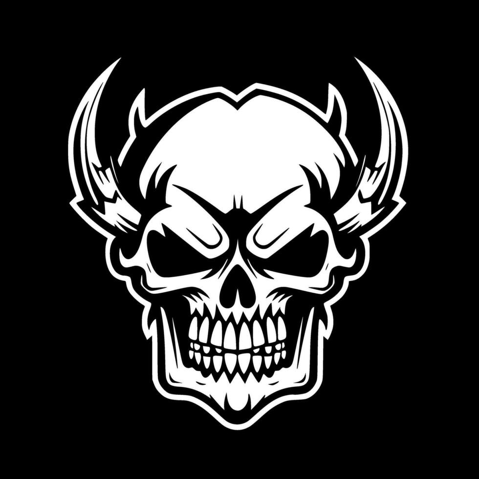 Skull, Black and White Vector illustration