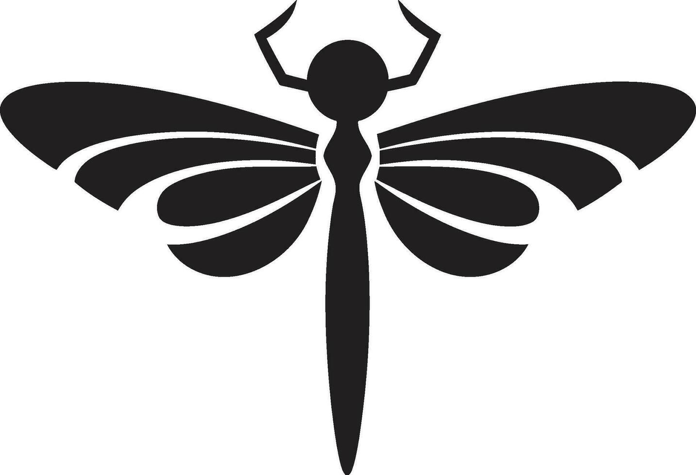 luminoso alas negro vector libélula Insignia místico anochecer libélula emblema vector