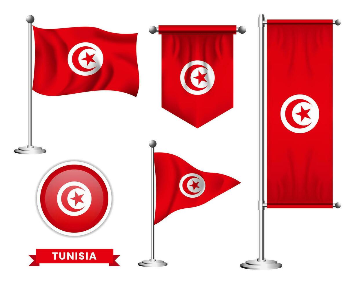 vector set of the national flag of tunisia in various creative designs