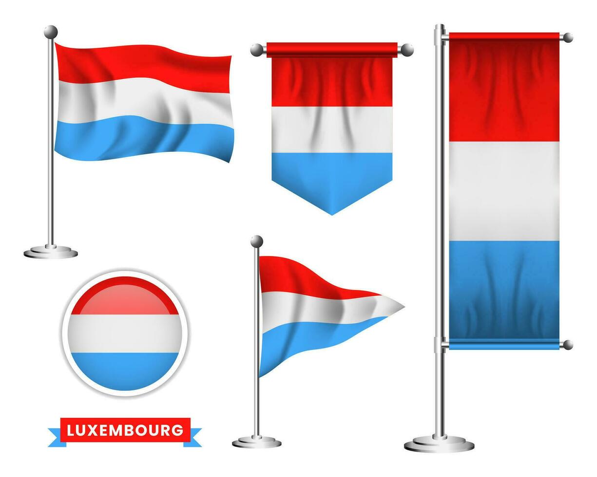 vector set of the national flag of luxembourg in various creative designs