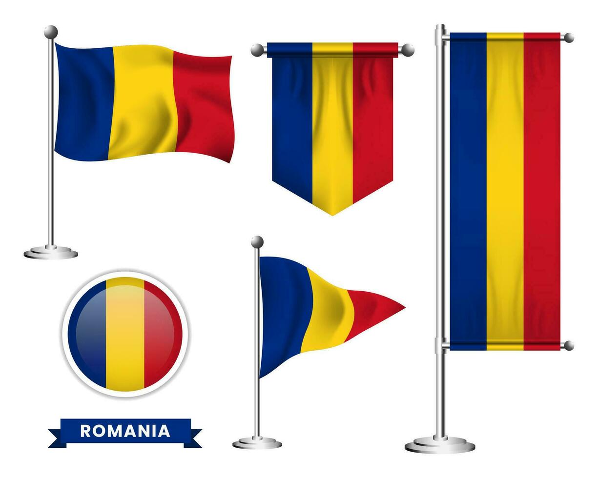 vector set of the national flag of romania in various creative designs