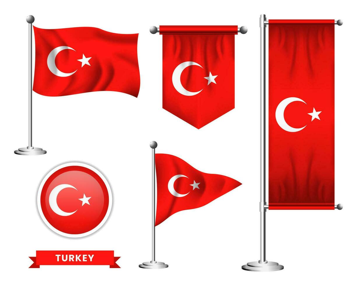 vector set of the national flag of turkey in various creative designs