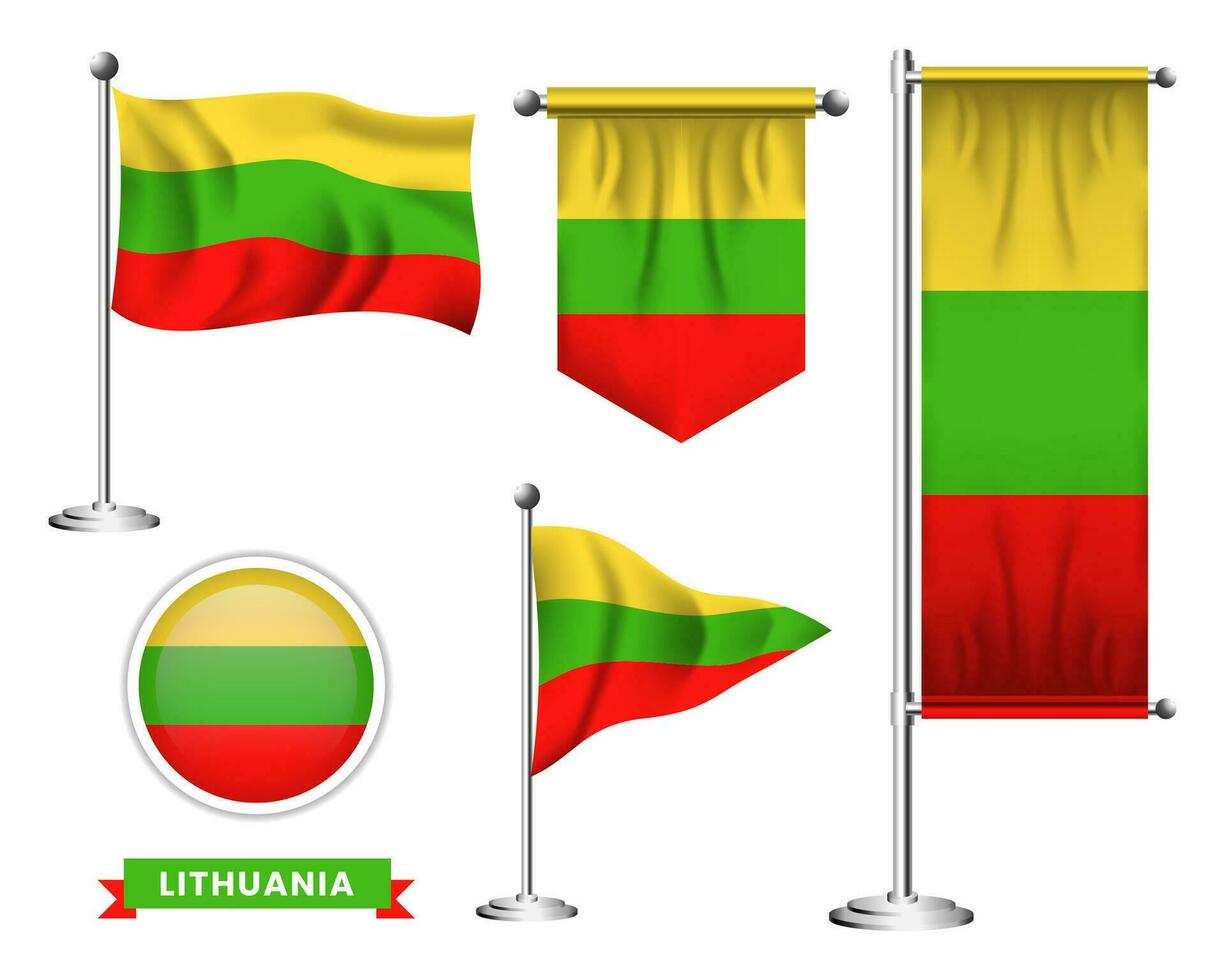 vector set of the national flag of lithuania in various creative designs