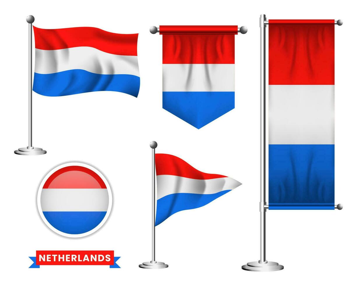 vector conjunto de el nacional bandera de Países Bajos en varios creativo diseños