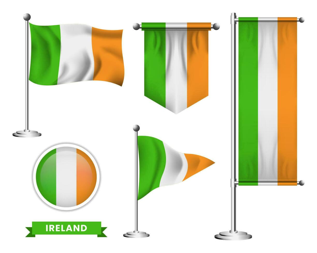 vector conjunto de el nacional bandera de Irlanda en varios creativo diseños