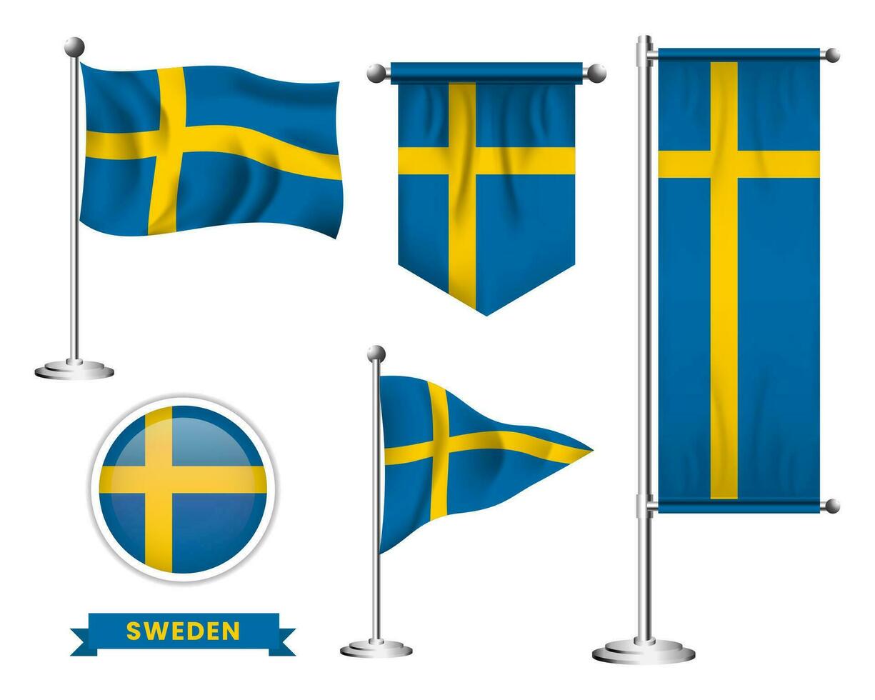 vector conjunto de el nacional bandera de Suecia en varios creativo diseños