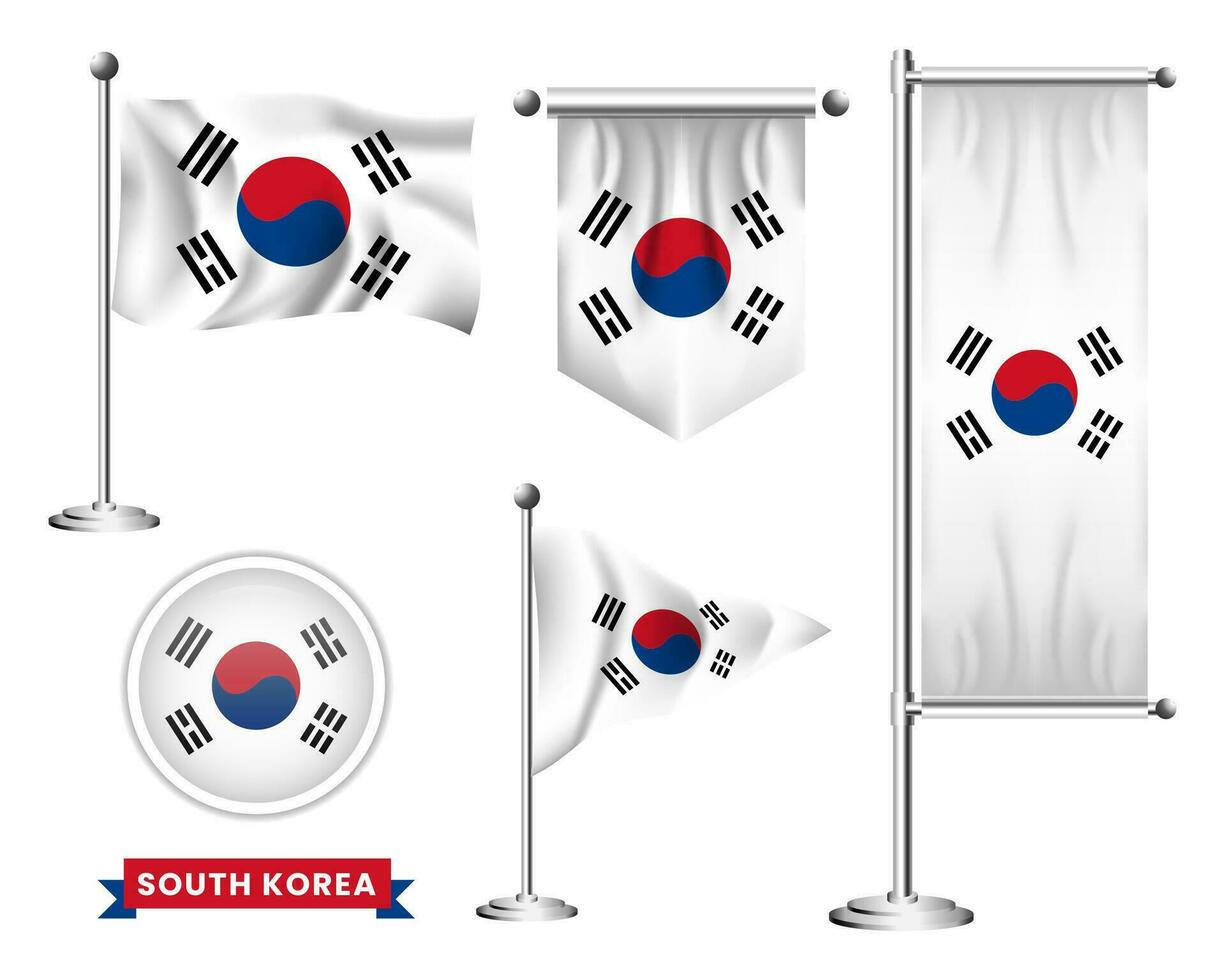 vector set of the national flag of south korea in various creative designs