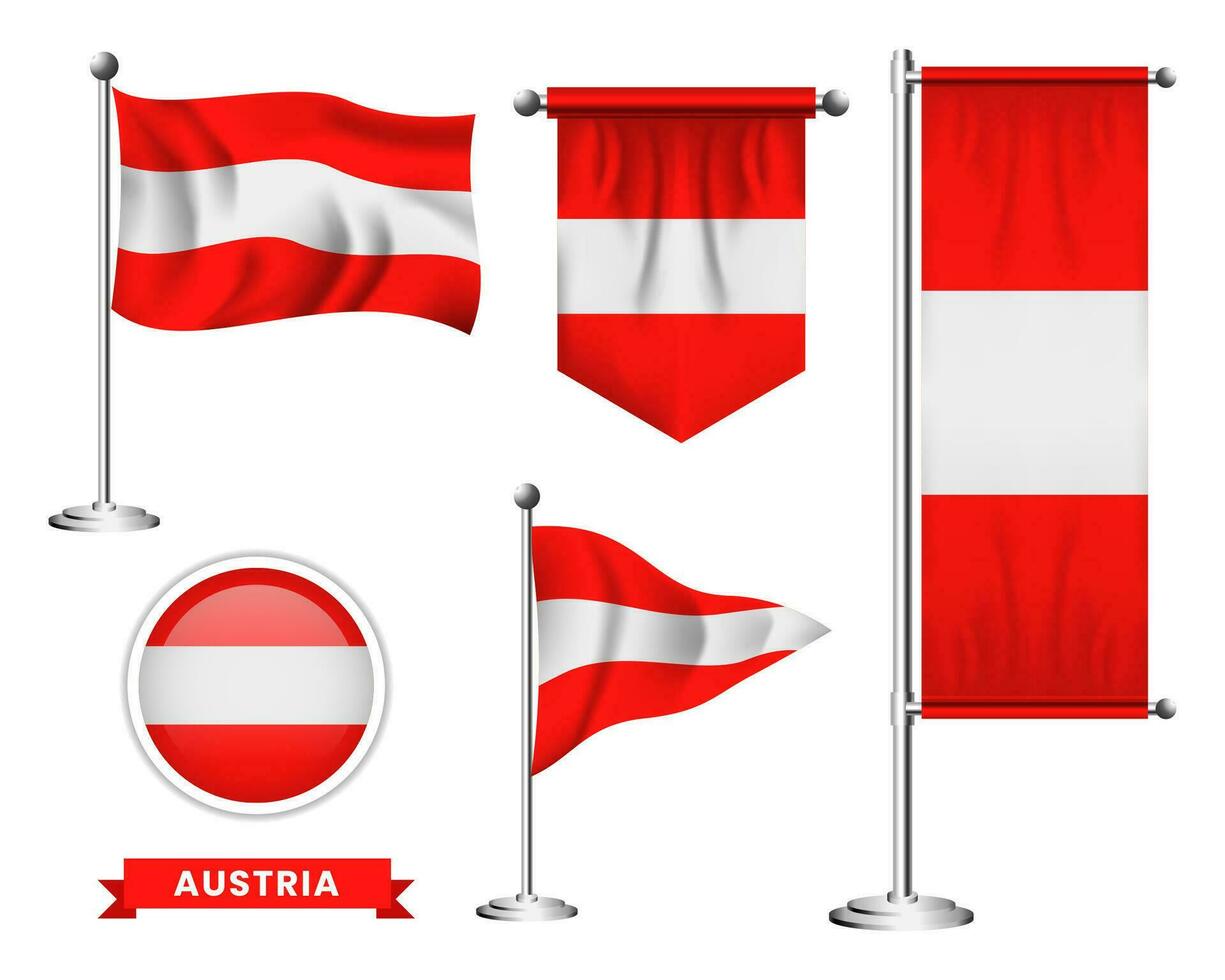 vector conjunto de el nacional bandera de Austria en varios creativo diseños