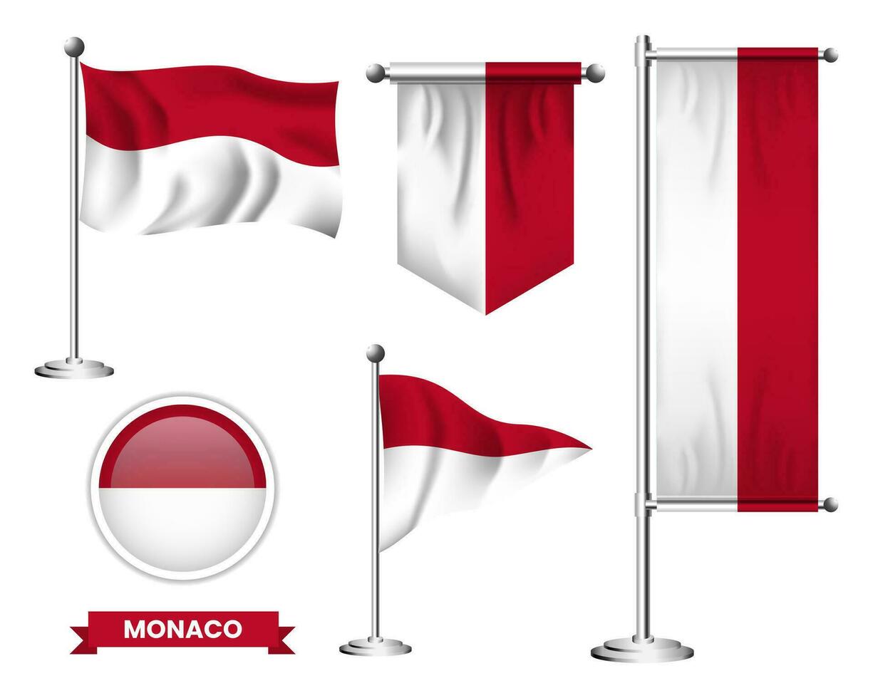 vector set of the national flag of monaco in various creative designs