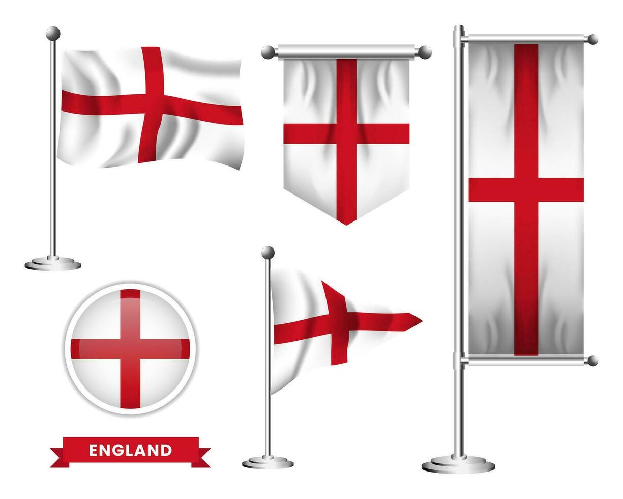 vector conjunto de el nacional bandera de Inglaterra en varios creativo diseños