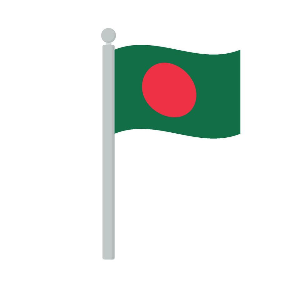 bandera de Bangladesh en asta de bandera aislado vector