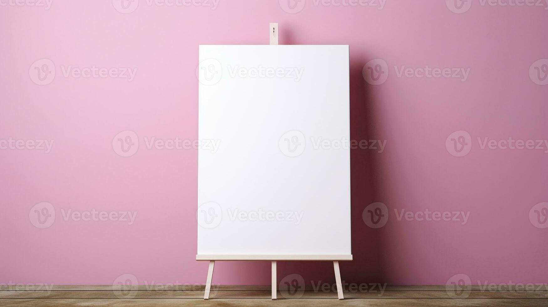 Empty canvas easel against pink wall ai generated frame mockup minimal photo