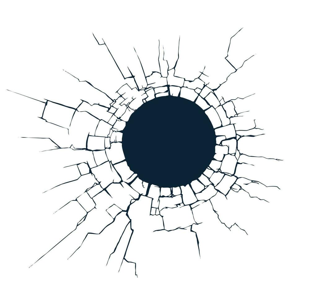 un circular imagen de un agujero con circular grietas alrededor eso vector