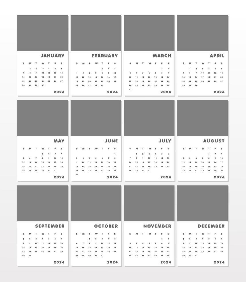 sencillo diseño calendario 2024 vector