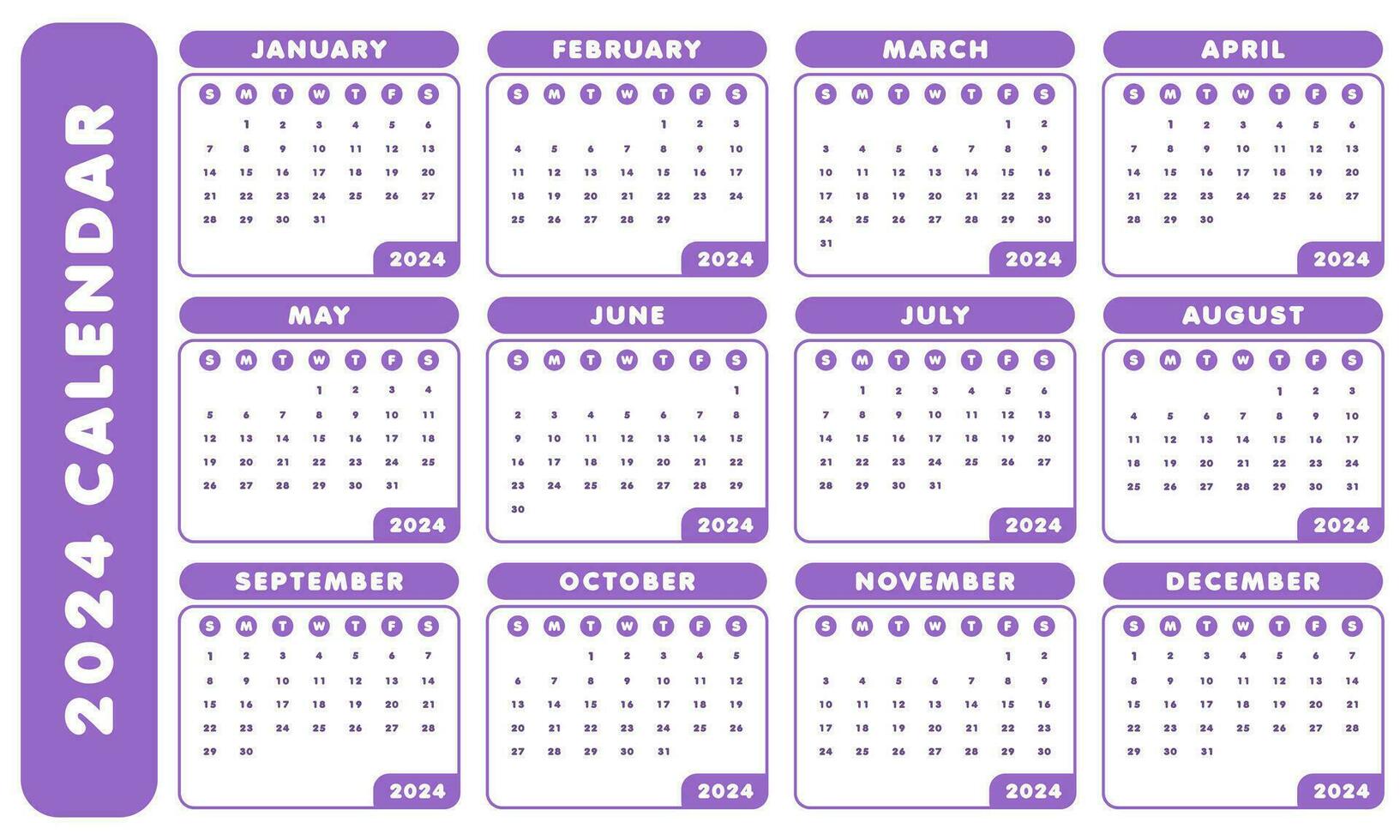 2024 mensual calendario modelo vector