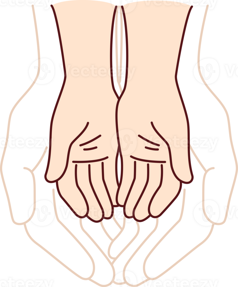 Hands of adult and child symbolize unity of different generations and care for children png