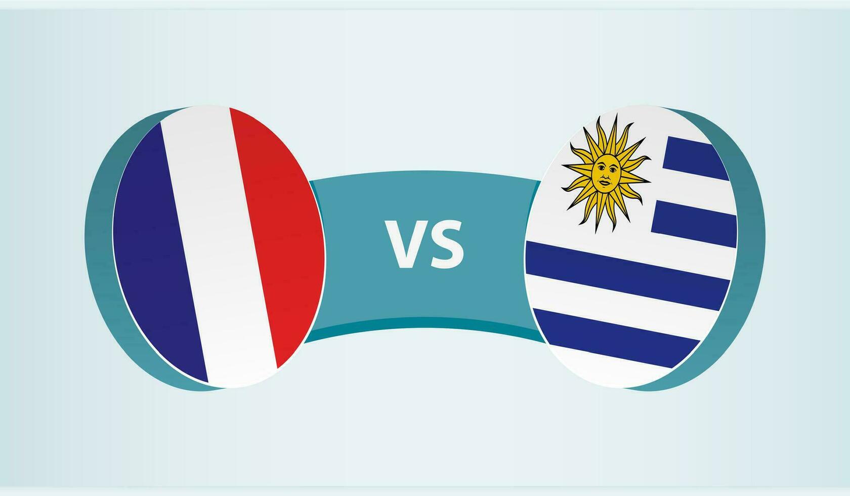 Francia versus Uruguay, equipo Deportes competencia concepto. vector
