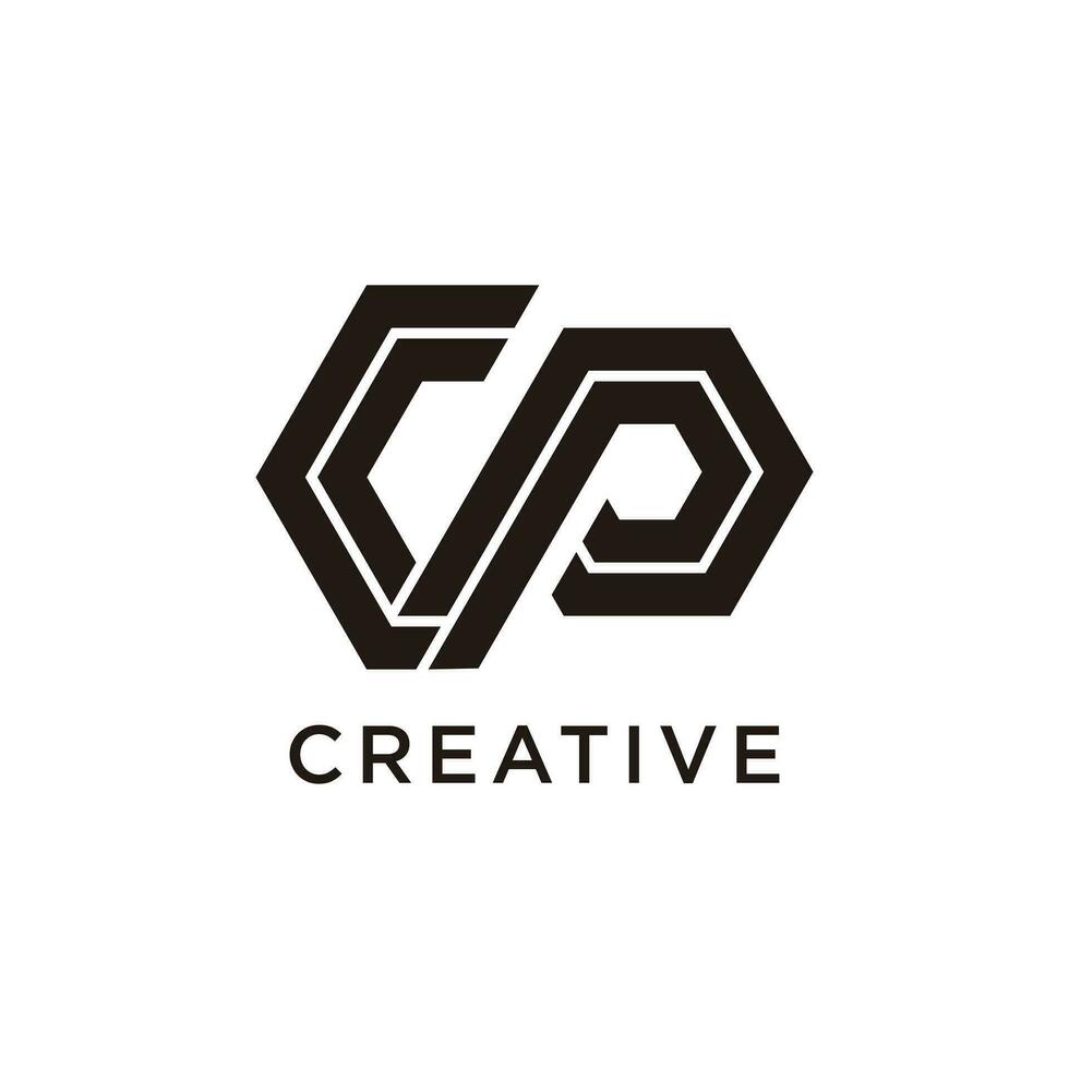 Letter cp modern initial creative monogram typography logo vector