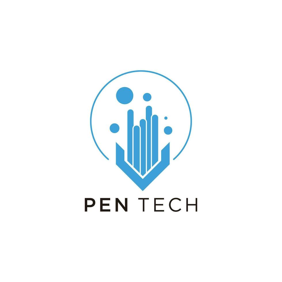 Pen tech logo with creative idea concept design vector