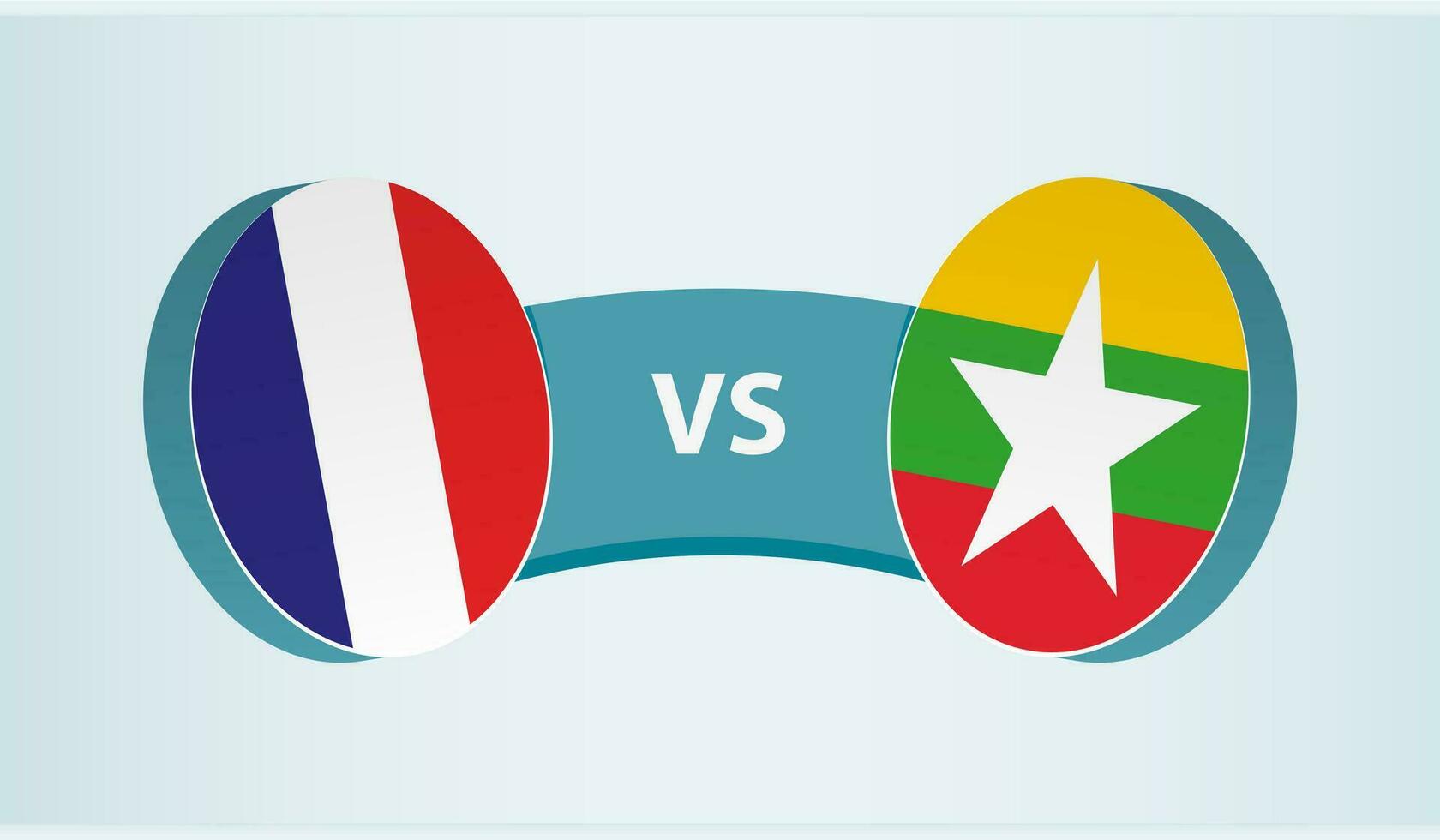 Francia versus myanmar, equipo Deportes competencia concepto. vector