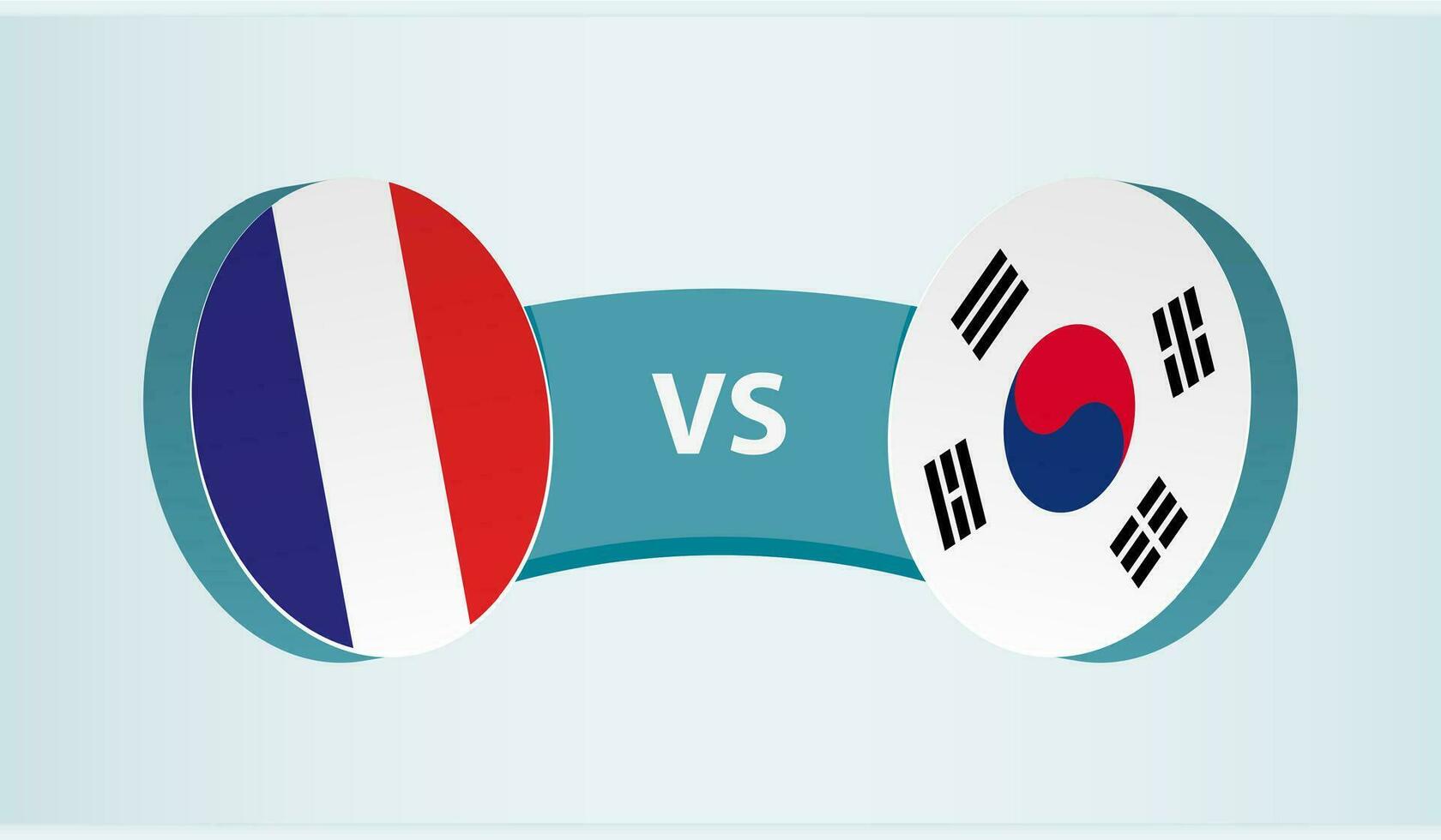 Francia versus sur Corea, equipo Deportes competencia concepto. vector