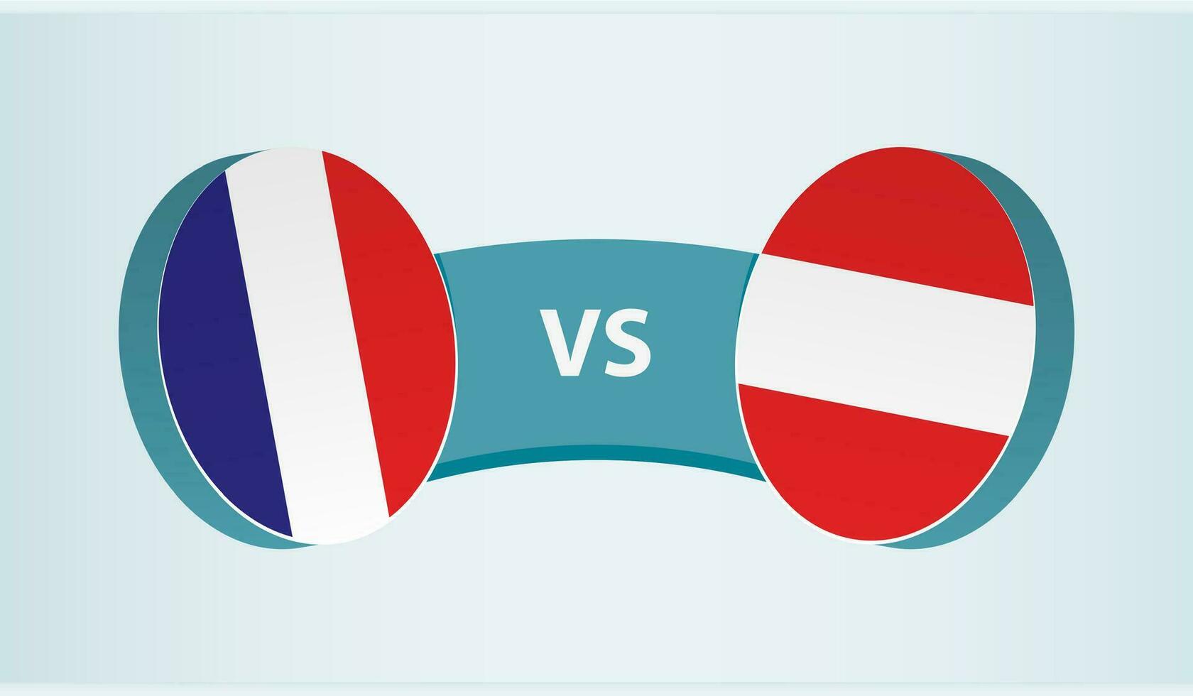 Francia versus Austria, equipo Deportes competencia concepto. vector