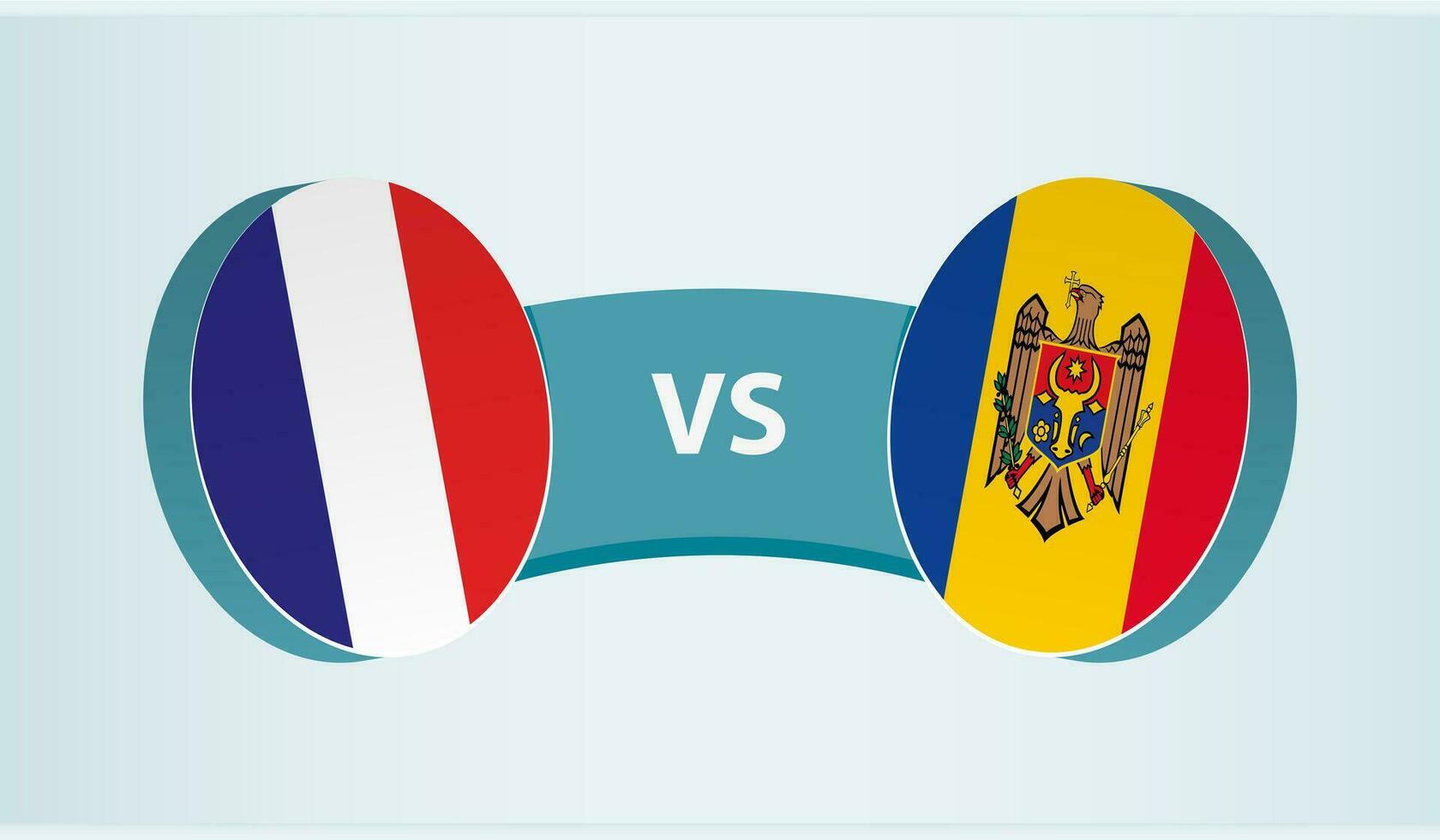 Francia versus moldavia, equipo Deportes competencia concepto. vector
