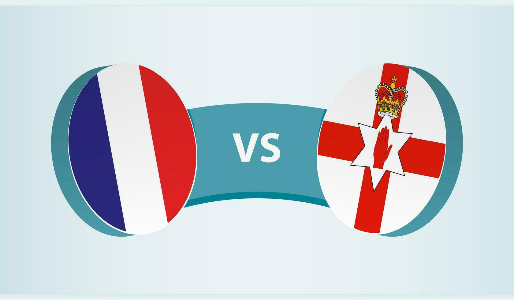 Francia versus del Norte Irlanda, equipo Deportes competencia concepto. vector