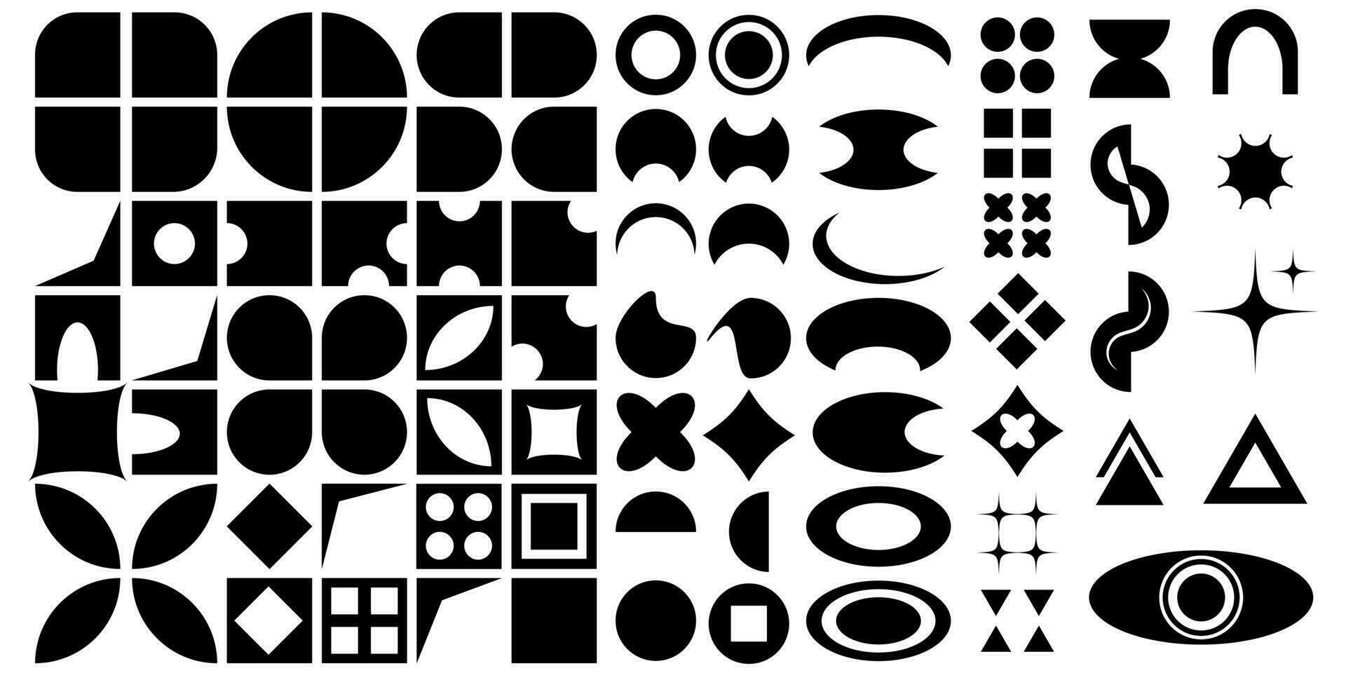 set of abstract aesthetic y2k geometric elements retro vector shapes