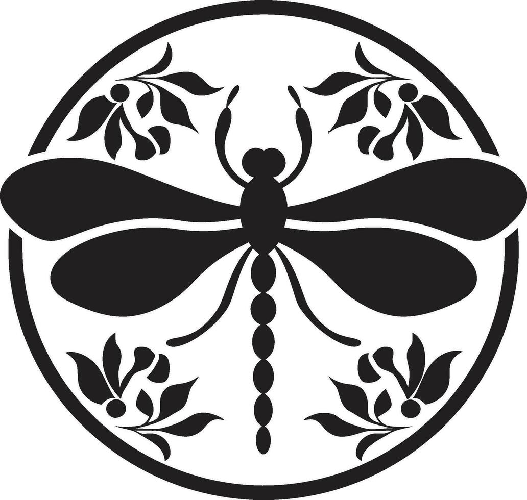Serene Shadow Dragonfly Emblem Mystical Moonlit Vector