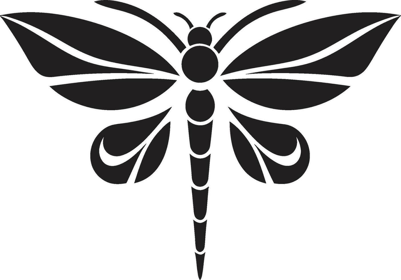 Illuminated Insect Icon Black Vector Ethereal Dragonfly Silhouette